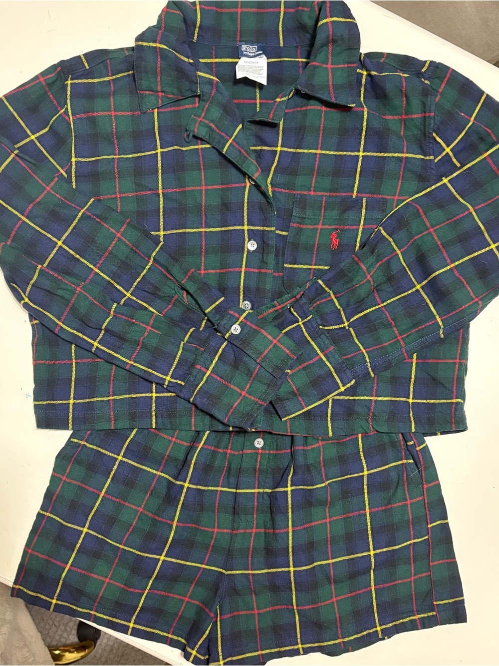 Polo by Ralph Lauren PJ’s Plaid Shirt and bottoms with Red & Yellow Windowpane.